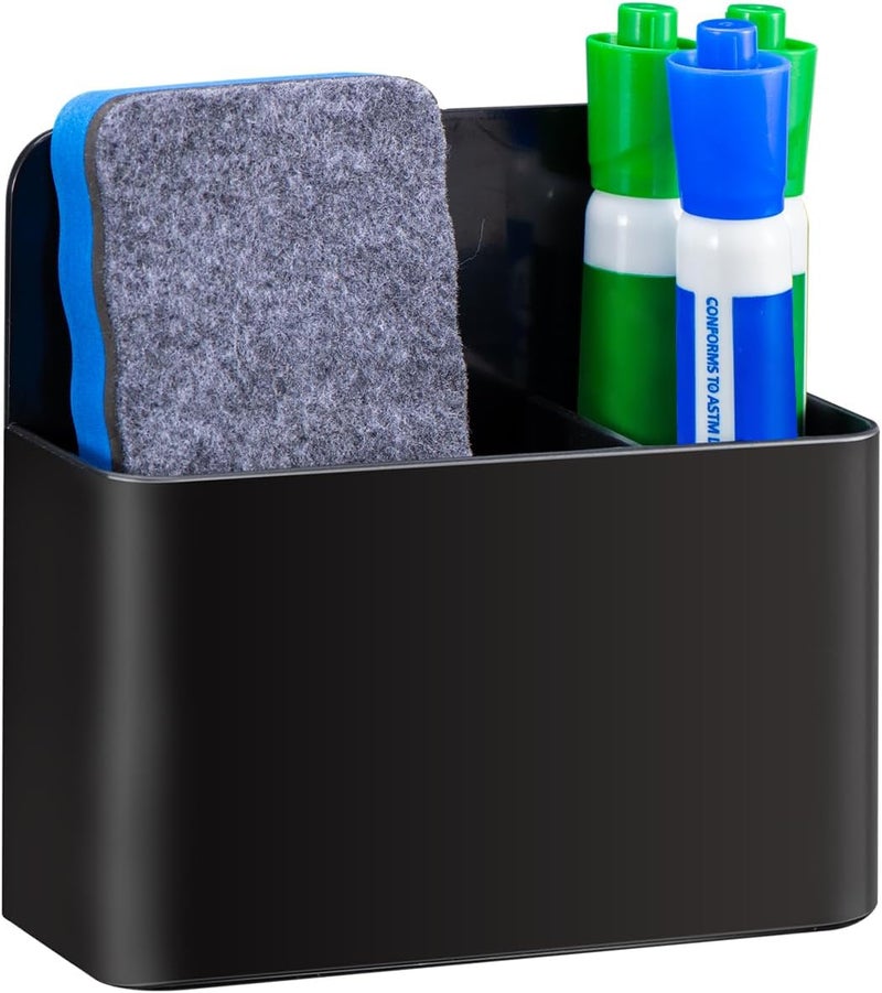 Simetufy Magnetic Dry Erase Marker Holder, Magnetic Pen Holder, Whiteboard Marker Holder, Magnetic Marker Holder for Fridge, Whiteboard, Locker, Magnetic Cup for Dry Erase Board, 1 Pack, Black - Image 1